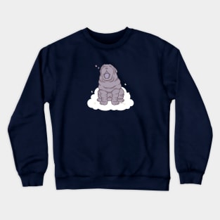 Blue Shar Pei Puppy - Cute Shar Pei Yawning Crewneck Sweatshirt